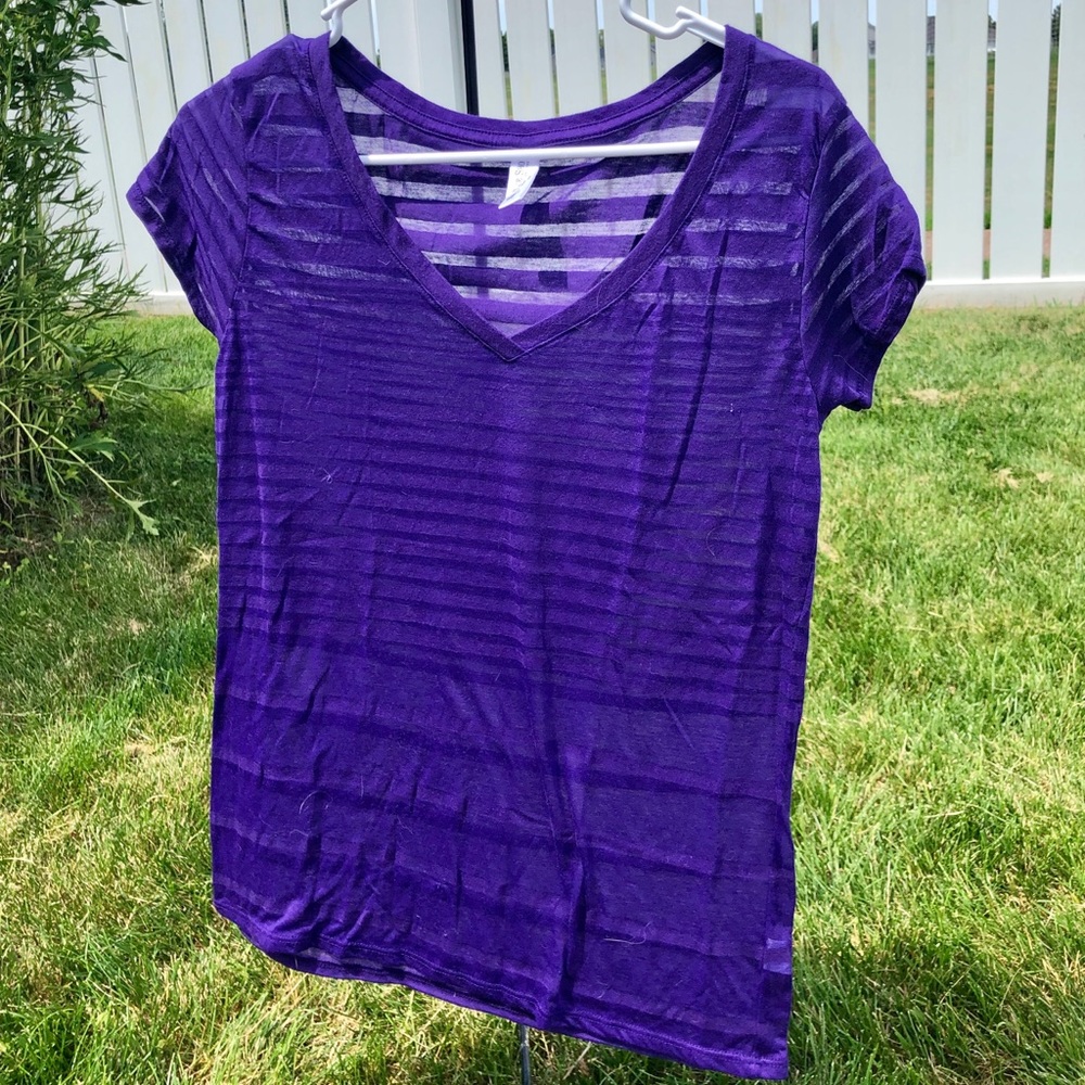 Purple-Striped-V-neck